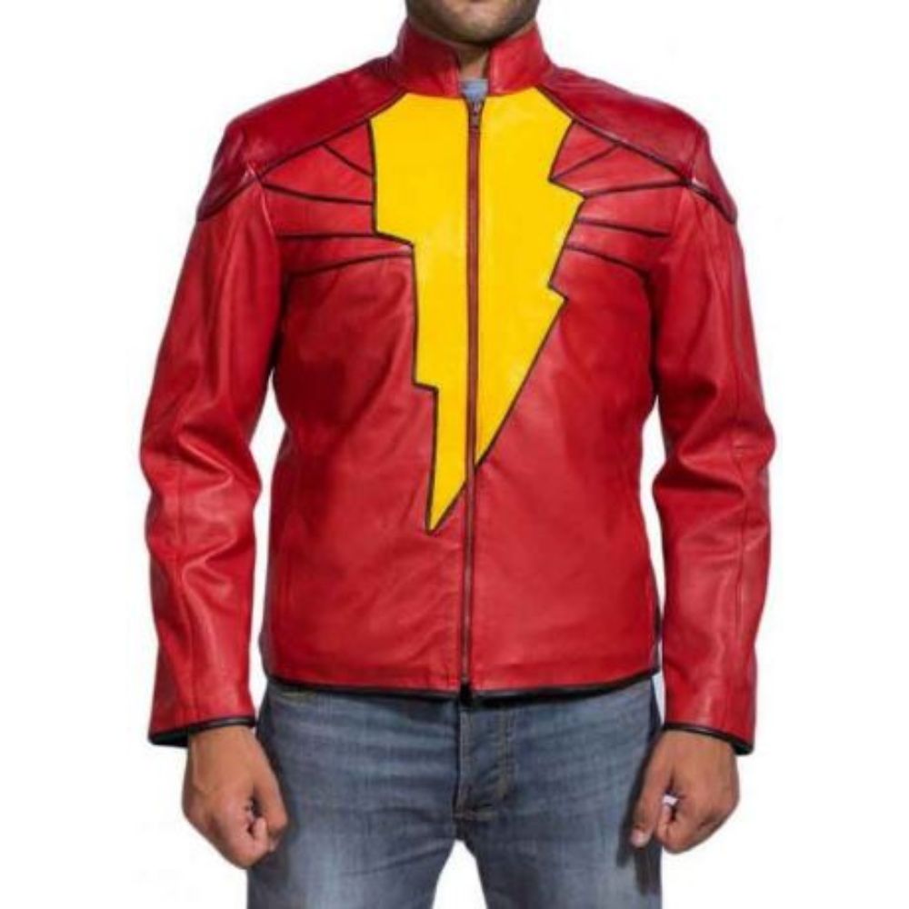 Men's RED Moto-Racer Genuine sheepskin leather jacket