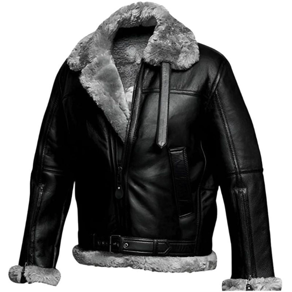 Men's Black RAF B3 Flight Bomber Leather Jacket