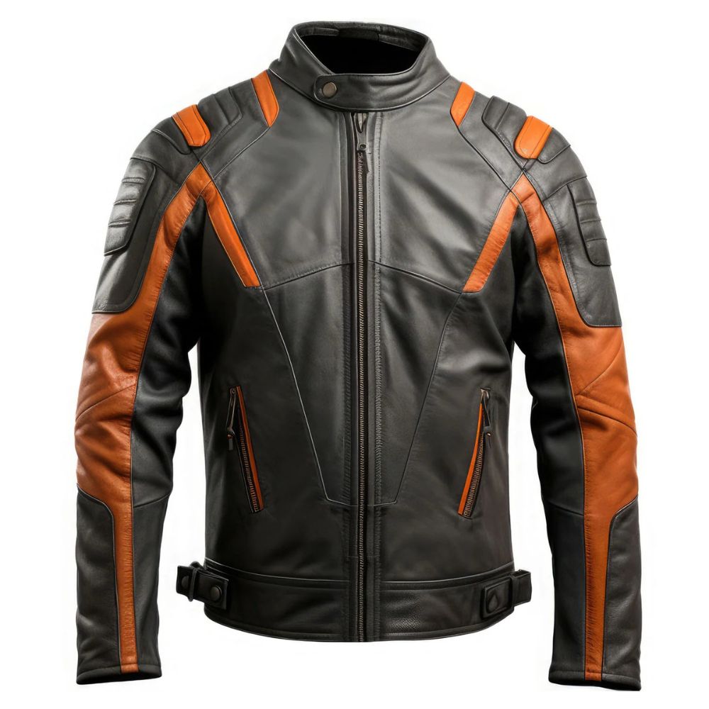 Herren Motorrad Oberbekleidung Retro Café Racer Schaffell Lederjacke