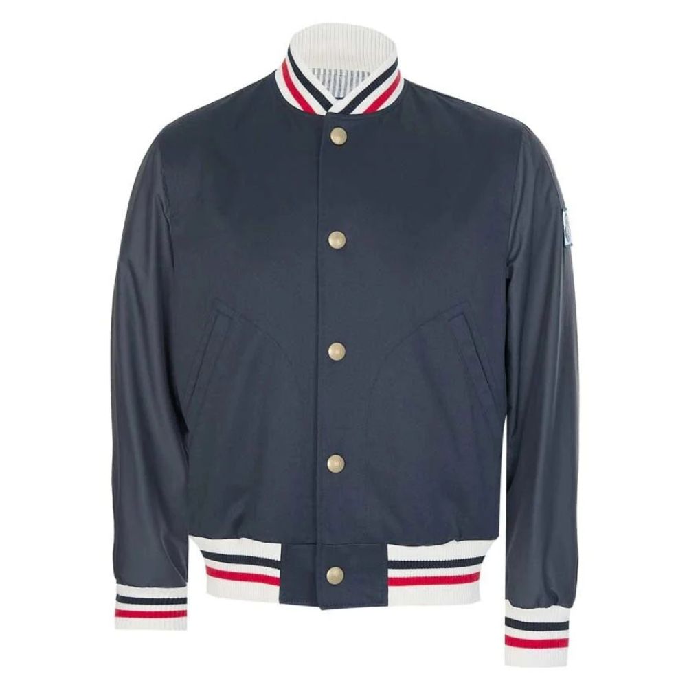 Veste universitaire en satin bleu marine pour homme