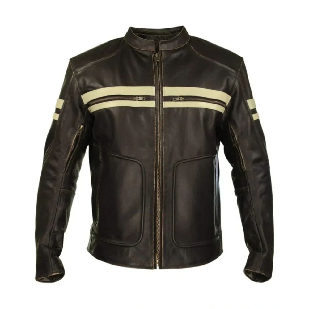 Veste en cuir de vachette brut vieilli vintage pour homme
